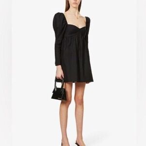Reformation Black Kenzi Puff Sleeve Dress Size 6